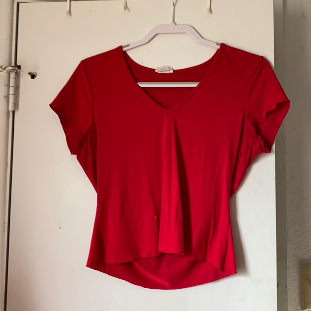 Red V-neck crop top